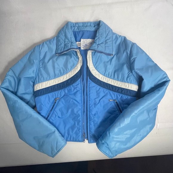 Vintage Ski Jacket & Bib 1970s Swing West Size Small Light Blue Retro Snow Gear. - Picture 7 of 10